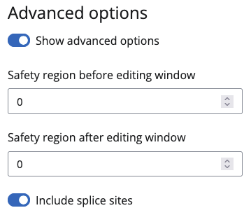 BEscreen's advanced options for genes