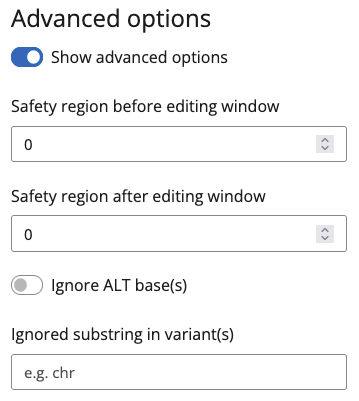 BEscreen's advanced options for variants