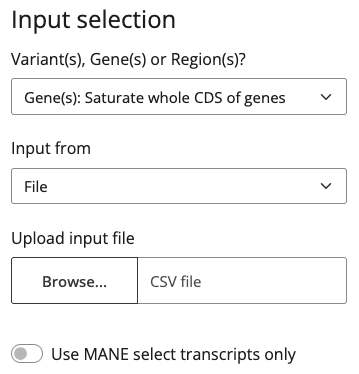 The genes input of BEscreen
