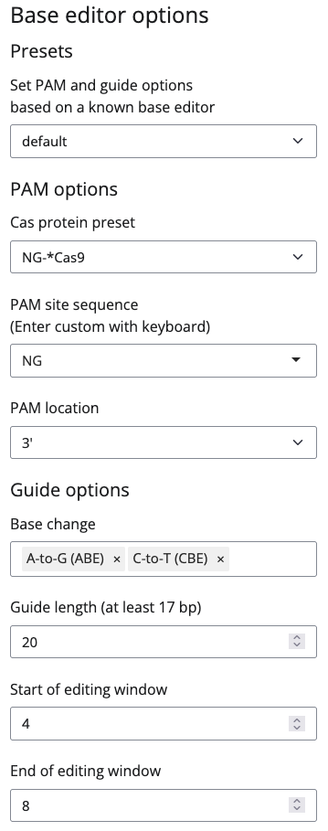 The guide options of BEscreen
