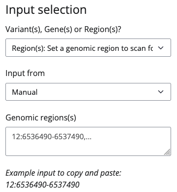 The regions input of BEscreen