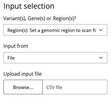 The regions input of BEscreen