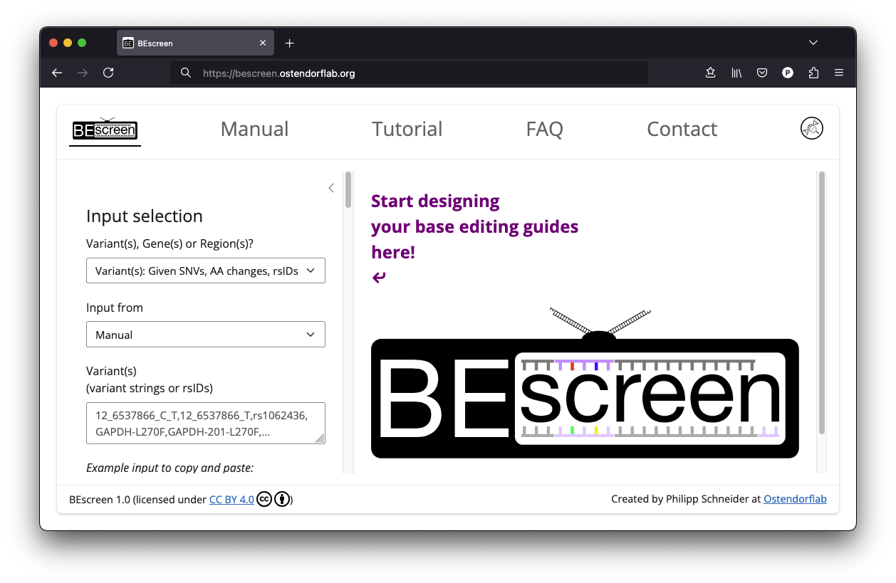The sidebar of BEscreen